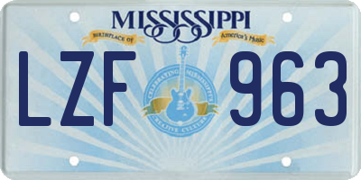 MS license plate LZF963
