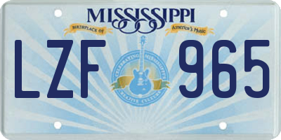 MS license plate LZF965