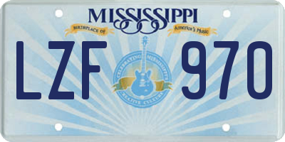 MS license plate LZF970