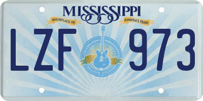 MS license plate LZF973