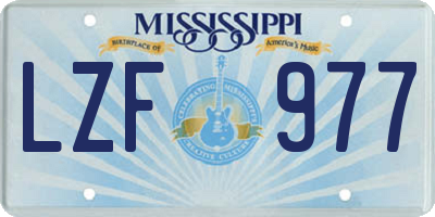 MS license plate LZF977