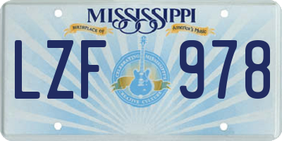 MS license plate LZF978