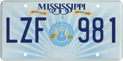MS license plate LZF981