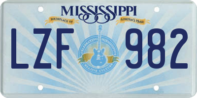 MS license plate LZF982