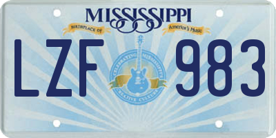 MS license plate LZF983