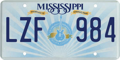 MS license plate LZF984