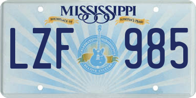 MS license plate LZF985