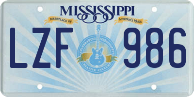 MS license plate LZF986