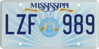 MS license plate LZF989