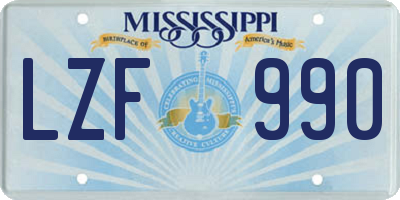 MS license plate LZF990
