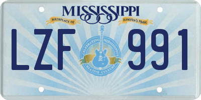 MS license plate LZF991