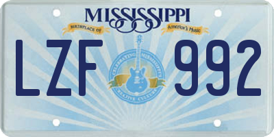 MS license plate LZF992