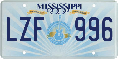 MS license plate LZF996