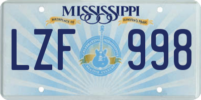 MS license plate LZF998