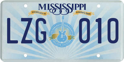 MS license plate LZG010