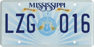MS license plate LZG016