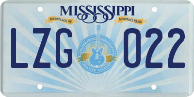 MS license plate LZG022