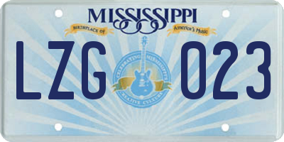 MS license plate LZG023