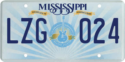 MS license plate LZG024