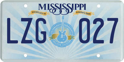 MS license plate LZG027