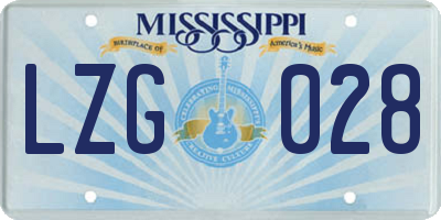MS license plate LZG028