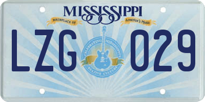 MS license plate LZG029