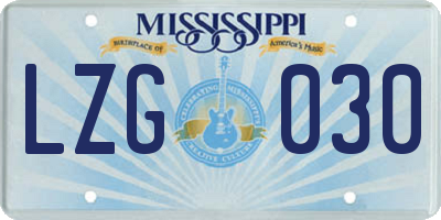 MS license plate LZG030