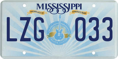 MS license plate LZG033