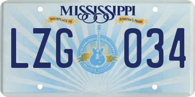 MS license plate LZG034