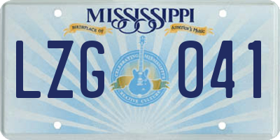 MS license plate LZG041
