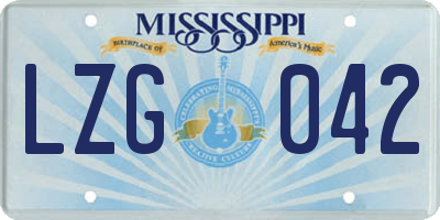 MS license plate LZG042