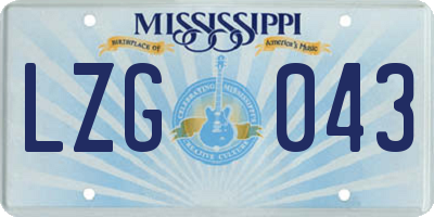 MS license plate LZG043