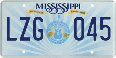 MS license plate LZG045