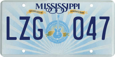 MS license plate LZG047
