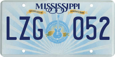 MS license plate LZG052