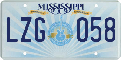 MS license plate LZG058