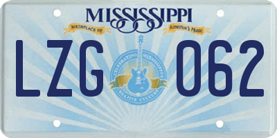 MS license plate LZG062