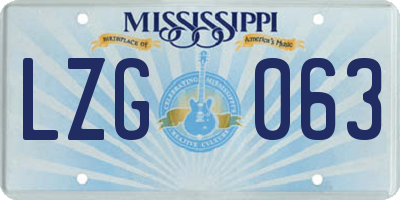 MS license plate LZG063