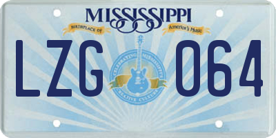 MS license plate LZG064