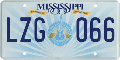 MS license plate LZG066