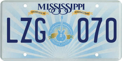 MS license plate LZG070