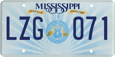 MS license plate LZG071