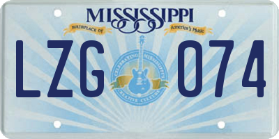 MS license plate LZG074