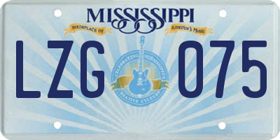 MS license plate LZG075