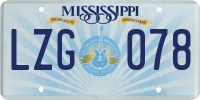 MS license plate LZG078