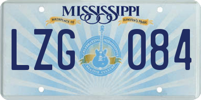 MS license plate LZG084