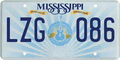 MS license plate LZG086