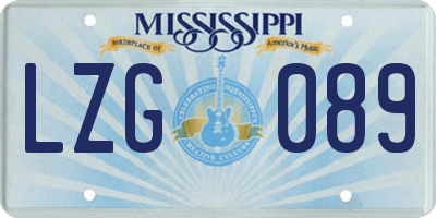 MS license plate LZG089