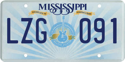 MS license plate LZG091