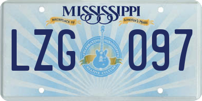 MS license plate LZG097